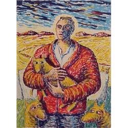 Neil McPherson (20th Century) Scottish, THE QUIET SHEPHERD, color screenprint, signed, numbered...