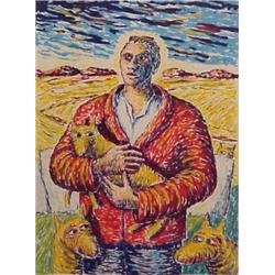 Neil McPherson (20th Century) Scottish, THE QUIET SHEPHERD, color screenprint, signed, numbered...