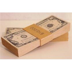 Rene Meyor (20th Century) American, MONEY, two stacks, $10,000 each, wood sculptures, 1 x 6 x 2...