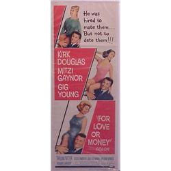 Movie Poster, For Love or Money, 1963, Insert, Universal, Kirk Douglas, Mitzi Gaynor, Gig Young...