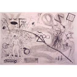 A.R. Penck (b. 1939) German, THOUGHTS IN A KIBBUTZ, etching, signed, numbered edition of 50, im...