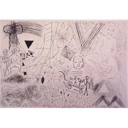 A.R. Penck (b. 1939) German, CONCEPT, etching, signed, numbered edition of 50, image 25 1/2 x 3...