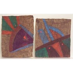 Manuel Ramirez (20th Century) Mexican, UNTITLED, (two), each an acrylic painted Amante paper, 9...