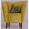 Image 1 : Nancy Rehg (20th Century) American, YELLOW CHAIR WITH TERRIER, acrylic painted ceramic sculptur...