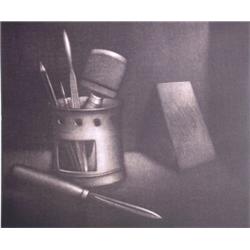 Laurent Schkolnyk (20th Century) French, ETCHER'S TOOLS, mezzotint etching, signed, numbered ed...