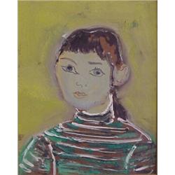 Sterling Strauser (20th Century) American, BRIGHT YOUNG GIRL, 1974, acrylic painting on board,...