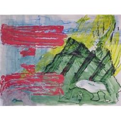 Aldo Valdez (20th Century) American, UNTITLED, acrylic sponge painting on paper, 35 x 45 1/2",...