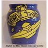 Image 1 : John Waldo (20th Century) American, SPEED KING, ceramic vase, painted & glazed in colors, 10 x...