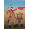 Image 1 : Randy Lee White (20th Century) Native American, STANDARD BUFFALO HUNT, color lithograph, signed...