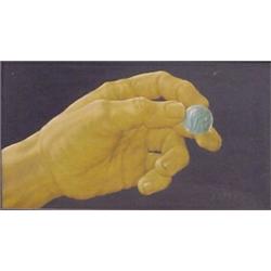 John Wilde (20th Century) American, THE ARTIST'S LEFT HAND, 1959, oil painting on board, 5 x 9,...