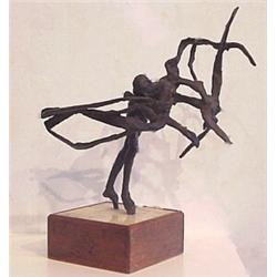 Jack Zajac (b. 1929) American, WINGED ESCORT Series, cast bronze, 15 x 12 x 19", mounted to pli...
