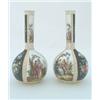 Image 1 : A pair of Augustus Rex bottle vases, the bulbous bodies painted floral panels alternating with fi...