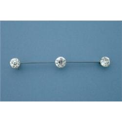 An impressive three-stone diamond bar brooch, the circular old brilliant cuts in claw settings, o...