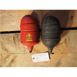 Unusual Red Comet Fire Grenade Extinguishers, Pair