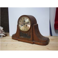 Oak & Bevelled Glass Mantle Clock