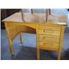 Image 2 : Small Oak 3 Drawer Desk & Oak Office Chair