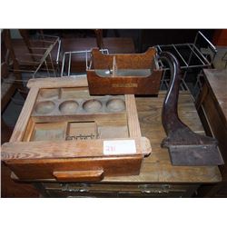 Wood Shipper Cash Drawer / Mirror Harp Posts (2) / Oak File Box