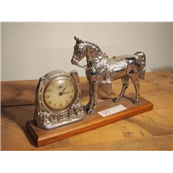 Chrome Horse Mantle Clock
