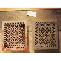 Cast Iron Floor Grates, Pair