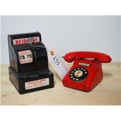 Marx Tin Register Bank and Phone Bank