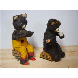 Wind Up Cloth Drinking Bears, Pair