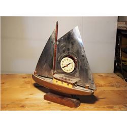 Wood Boat / Chrome Sail / Clock