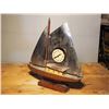 Image 1 : Wood Boat / Chrome Sail / Clock
