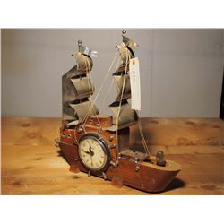 Wood Boat / Chrome Sail / Clock