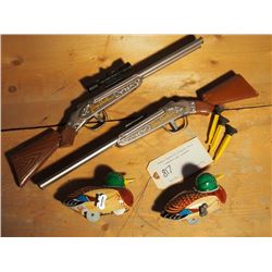 Tin Sharp Shooter Guns (2) With Wind Up Ducks (2)