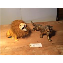 Brass Tiger & Battery Operated Lion
