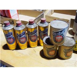 Plyon Q-X Moly Oil (3) NOS, (1) Empty & Champion Q-X Moly Oil