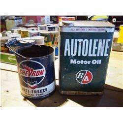 B/A 2 Gallon Square Tin & Chevron 1 Gallon Can