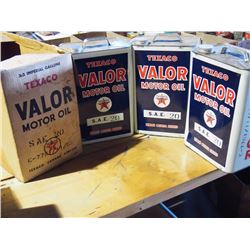 Texaco Valor 2 Gal. Tins (3) With Original Box