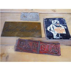 Misc. Metal Items (2) & Licence Plates (2)