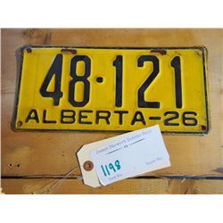 1926 Alta Licence Plate, Excellent Condition