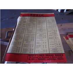 Rusco Brake Shoe App Charts, NOS (10)