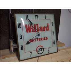Willard Batteries Neon Ray Clock