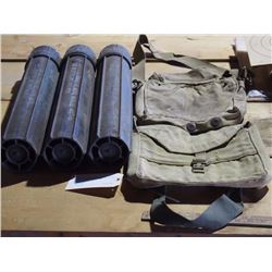 Ammo Canvas Bags (2) & 81mm Mortar Cartridges (3)