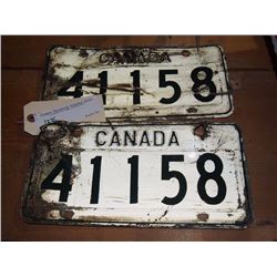Canadian Army Licence Plates, Pair with Matching Numbers