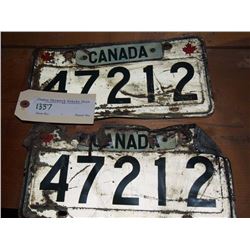 Canadian Army Licence Plates, Pair with Matching Numbers