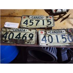 Canadian Army Licence Plates, Set of 3