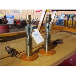 Military Folk Art Lamps, Pair