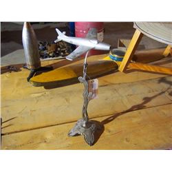 Folk Art Jet Fighter on 1920's Art Deco Ash stand Base