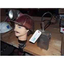 Fibre Glass Miners Helmet With Battery Head Lamp
