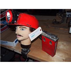 Fibre Glass Miners Helmet With Battery Head Lamp