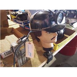 Fibre Glass Miners Helmet With Battery Head Lamp