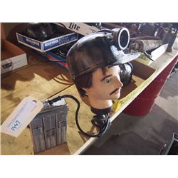 Fibre Glass Miners Helmet With Battery Head Lamp