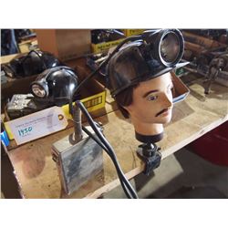 Fibre Glass Miners Helmet With Battery Head Lamp