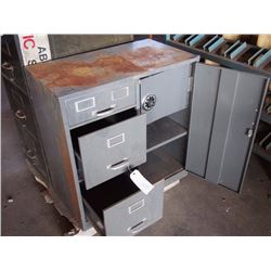 3 Drawer / 1 Door Metal File Cabinet, With Built In Safe