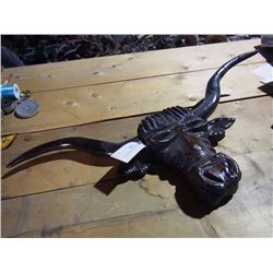 Folk Art Carved Longhorn Bull Rack 40"